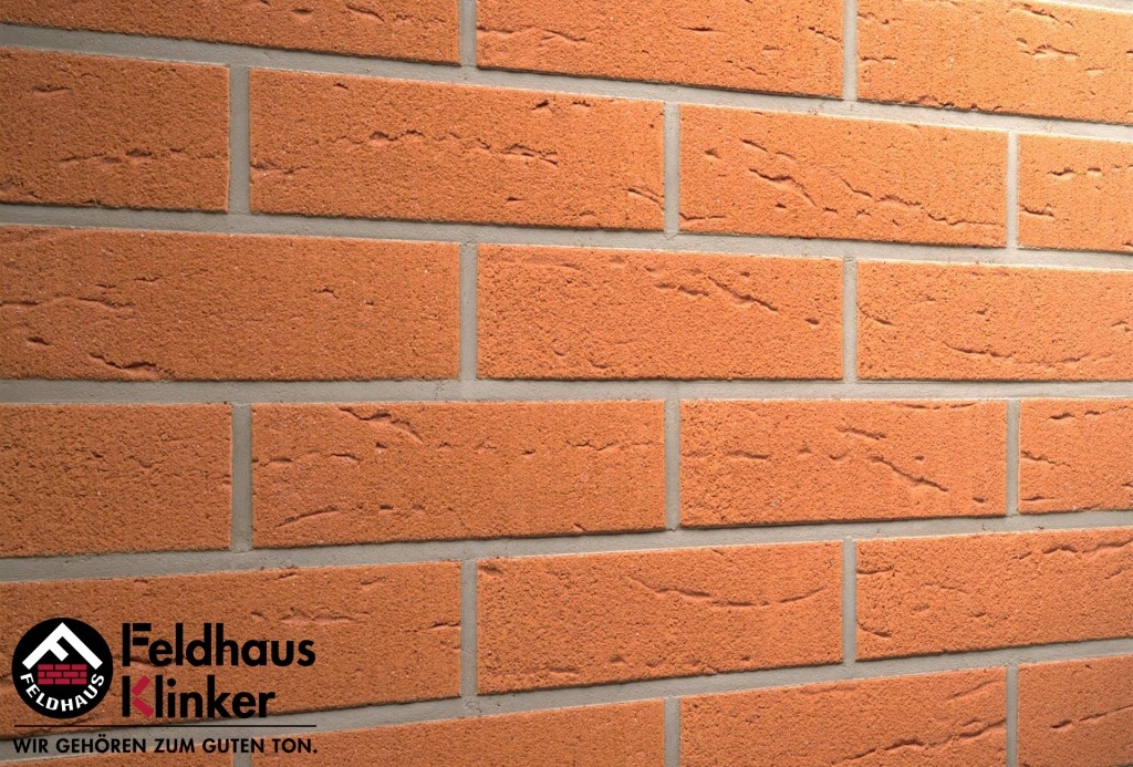 Клинкерная фасадная плитка Feldhaus Klinker R227 Terracotta rustico рельефная NF9, 240*9*71 мм